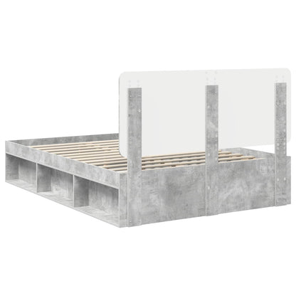 Bettrahmen Betongrau 140 x 190 cm Massives Kiefernholz
