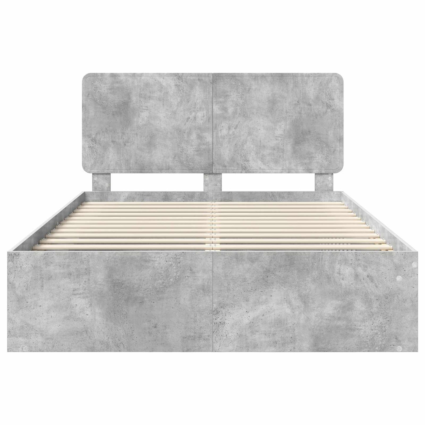 Bettrahmen mit Kopfteil Beton 140 x 190 cm Massives Kiefernholz