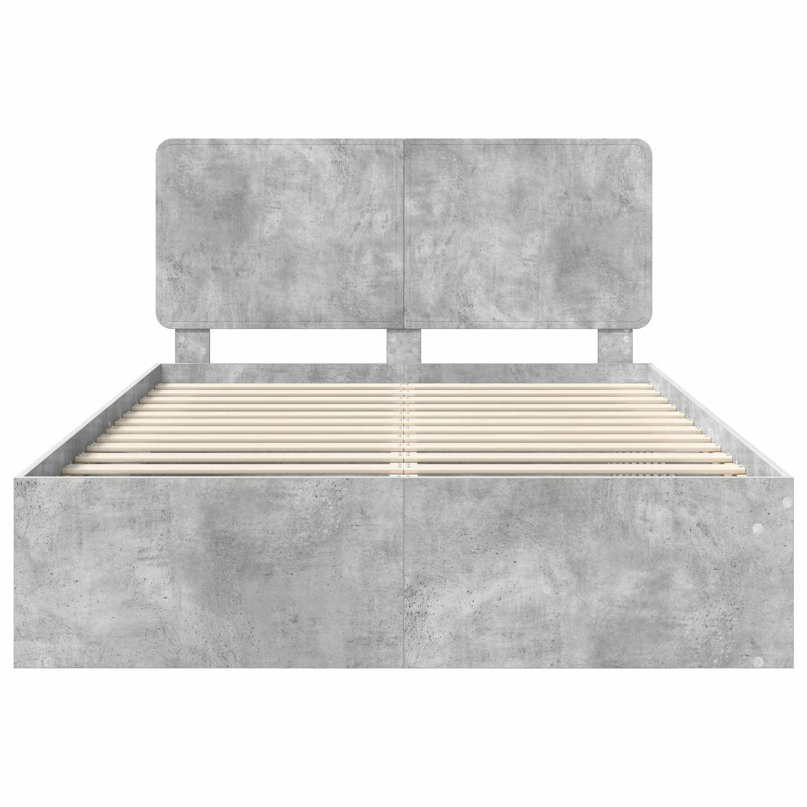 Bettrahmen mit Kopfteil Beton 140 x 190 cm Massives Kiefernholz