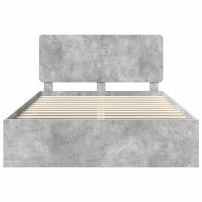 Bettrahmen Betongrau 140 x 190 cm Massives Kiefernholz