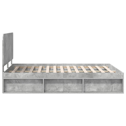 Bettrahmen Betongrau 140 x 190 cm Massives Kiefernholz