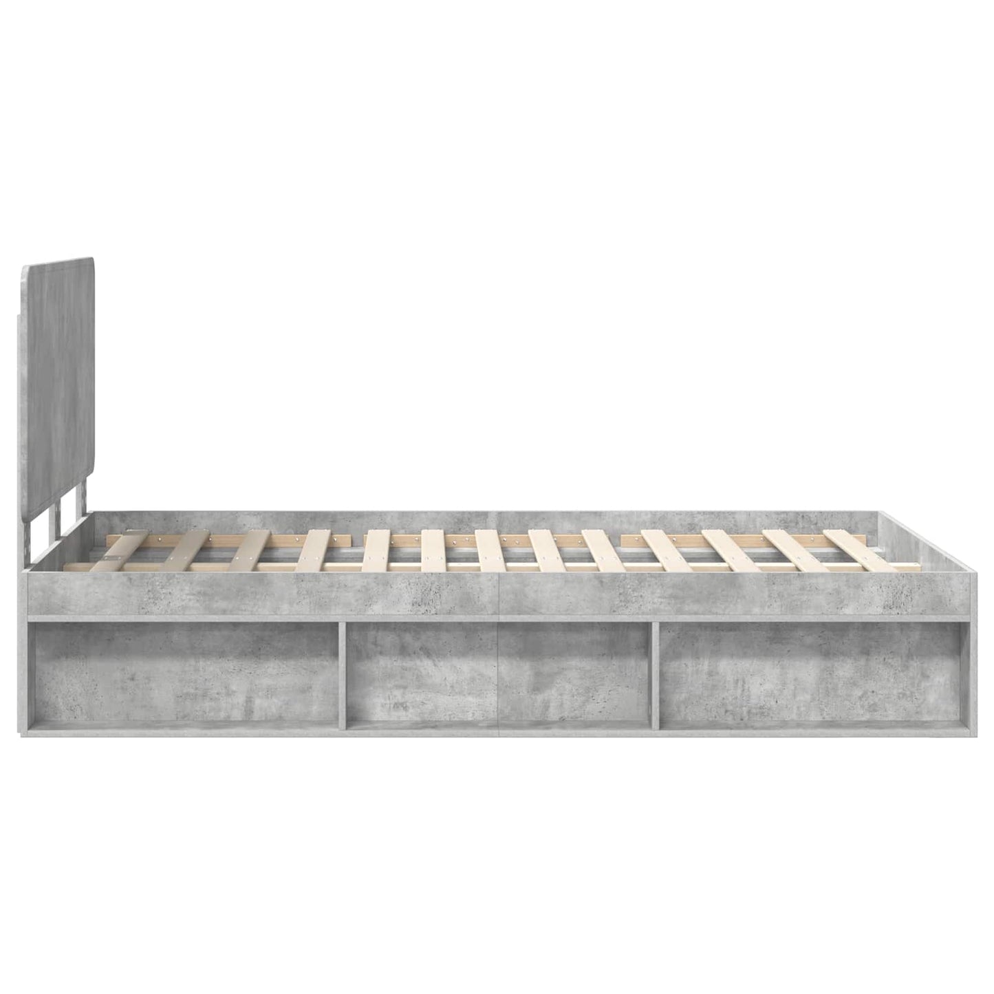 Bettrahmen mit Kopfteil Beton 120 x 200 cm Massives Kiefernholz