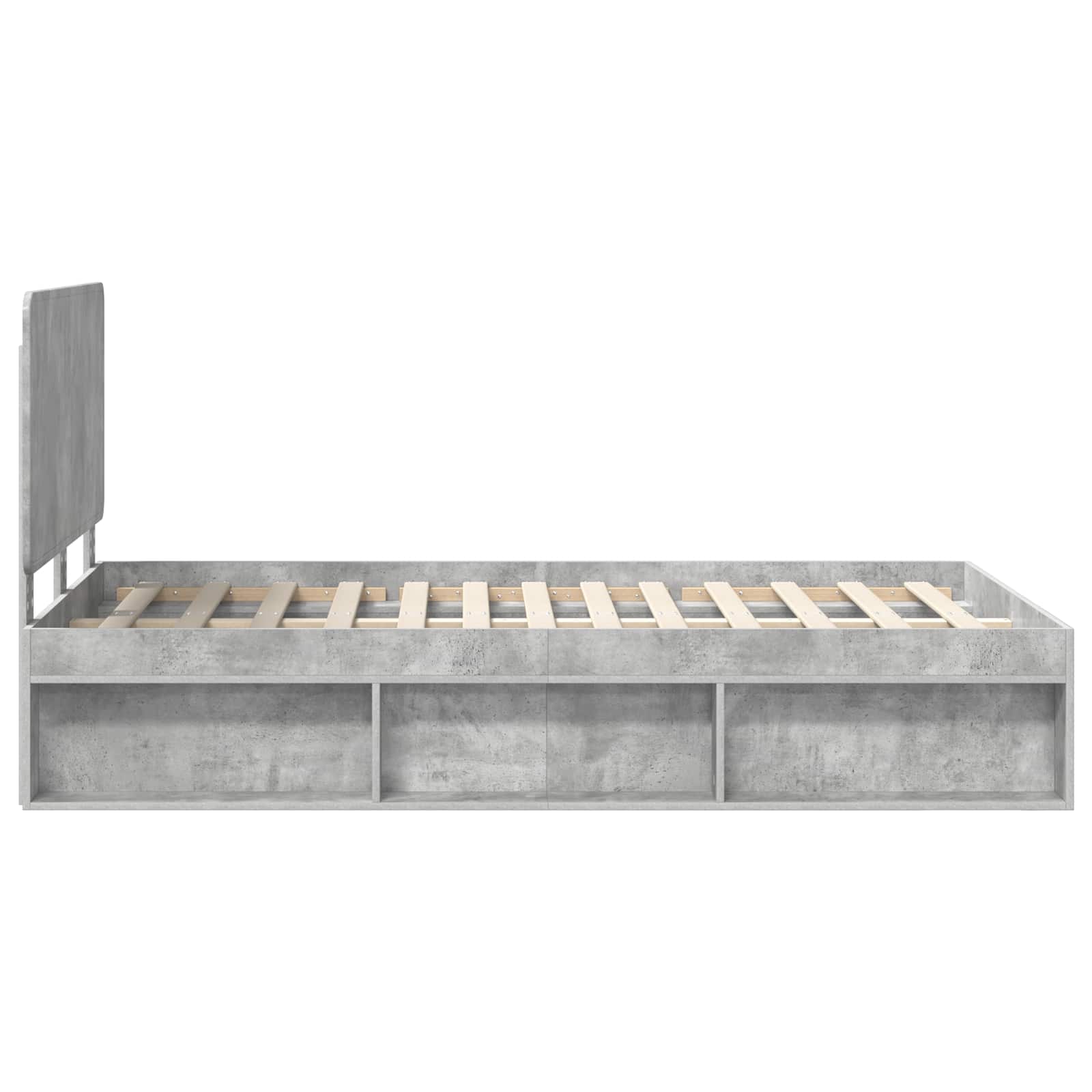 Bettrahmen mit Kopfteil Beton 120 x 200 cm Massives Kiefernholz
