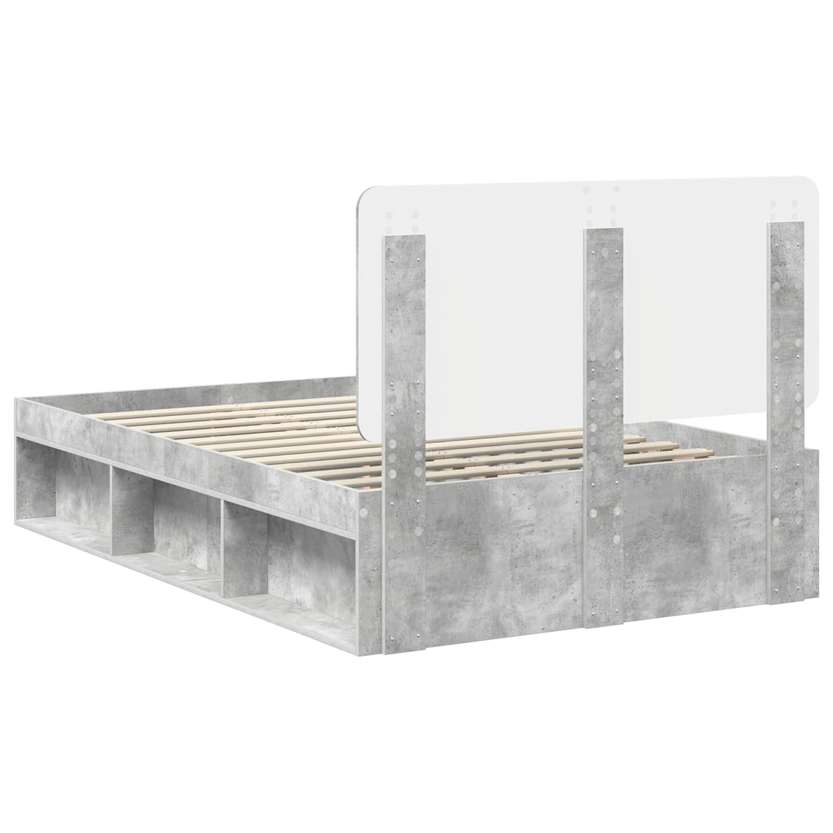 Bettrahmen Betongrau 120 x 190 cm Massives Kiefernholz