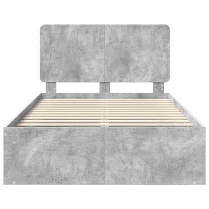 Bettrahmen Betongrau 120 x 190 cm Massives Kiefernholz