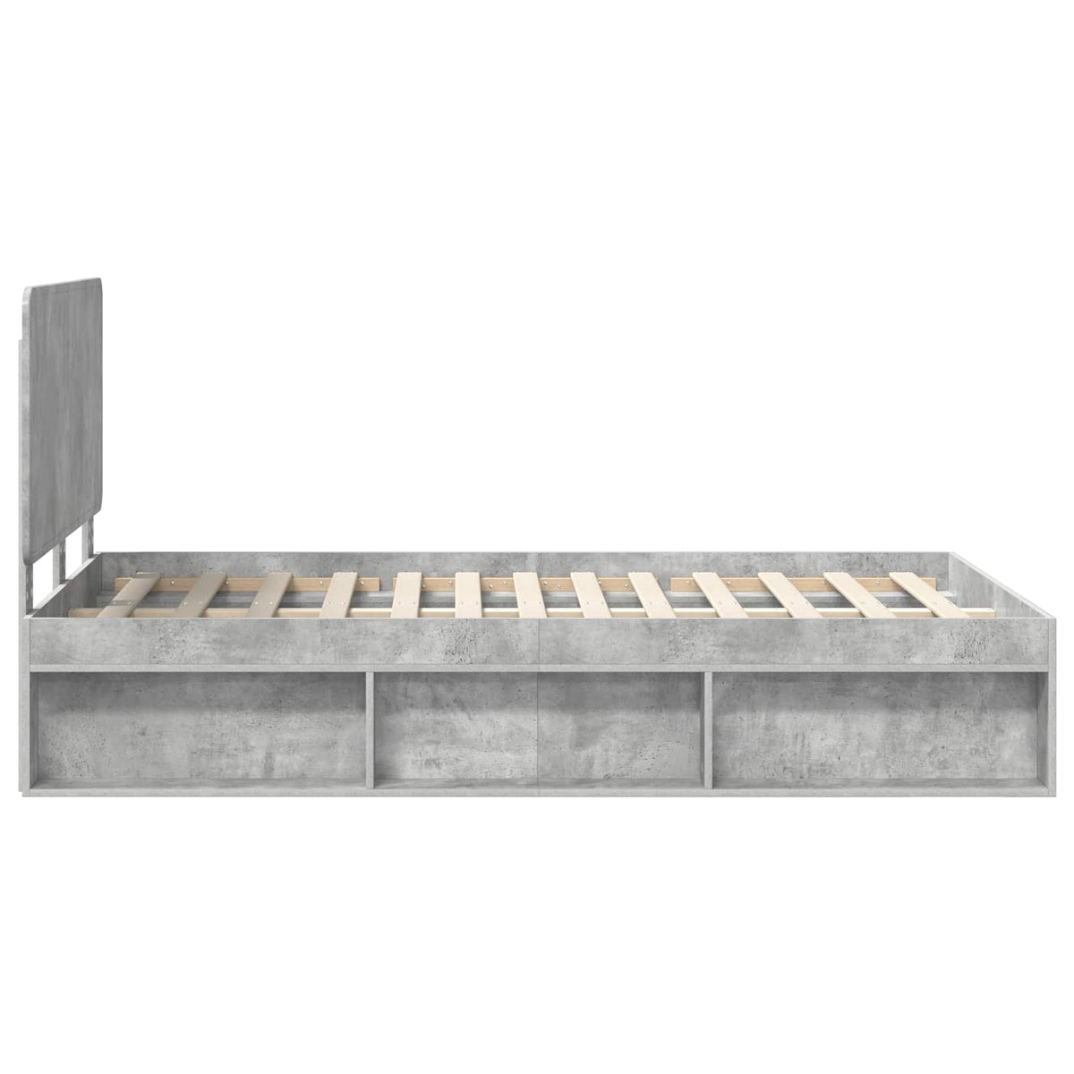 Bettrahmen Betongrau 120 x 190 cm Massives Kiefernholz