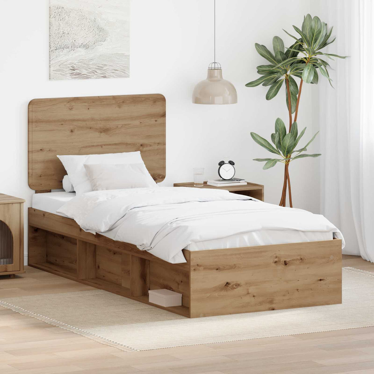 Bettrahmen Artisan-Eiche 100 x 200 cm Massives Kiefernholz