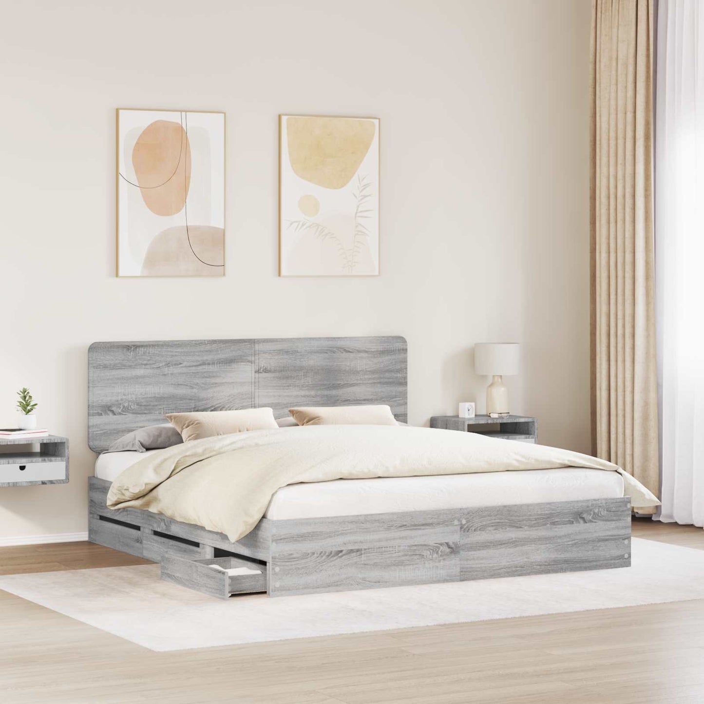 Bettrahmen Graues Sonoma 180 x 200 cm Ingenieurs Holz