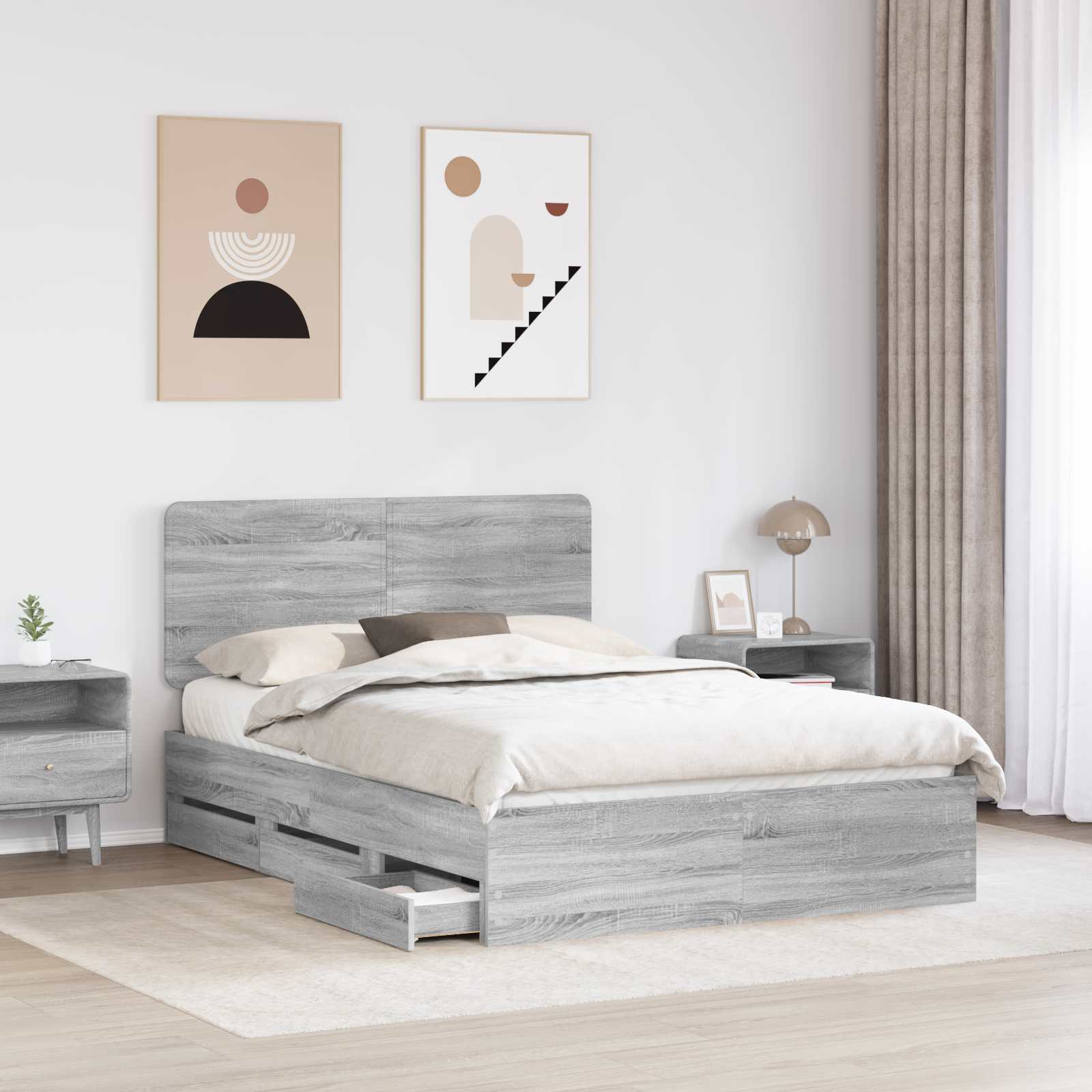 Bettrahmen Graues Sonoma 140 x 200 cm Ingenieurs Holz