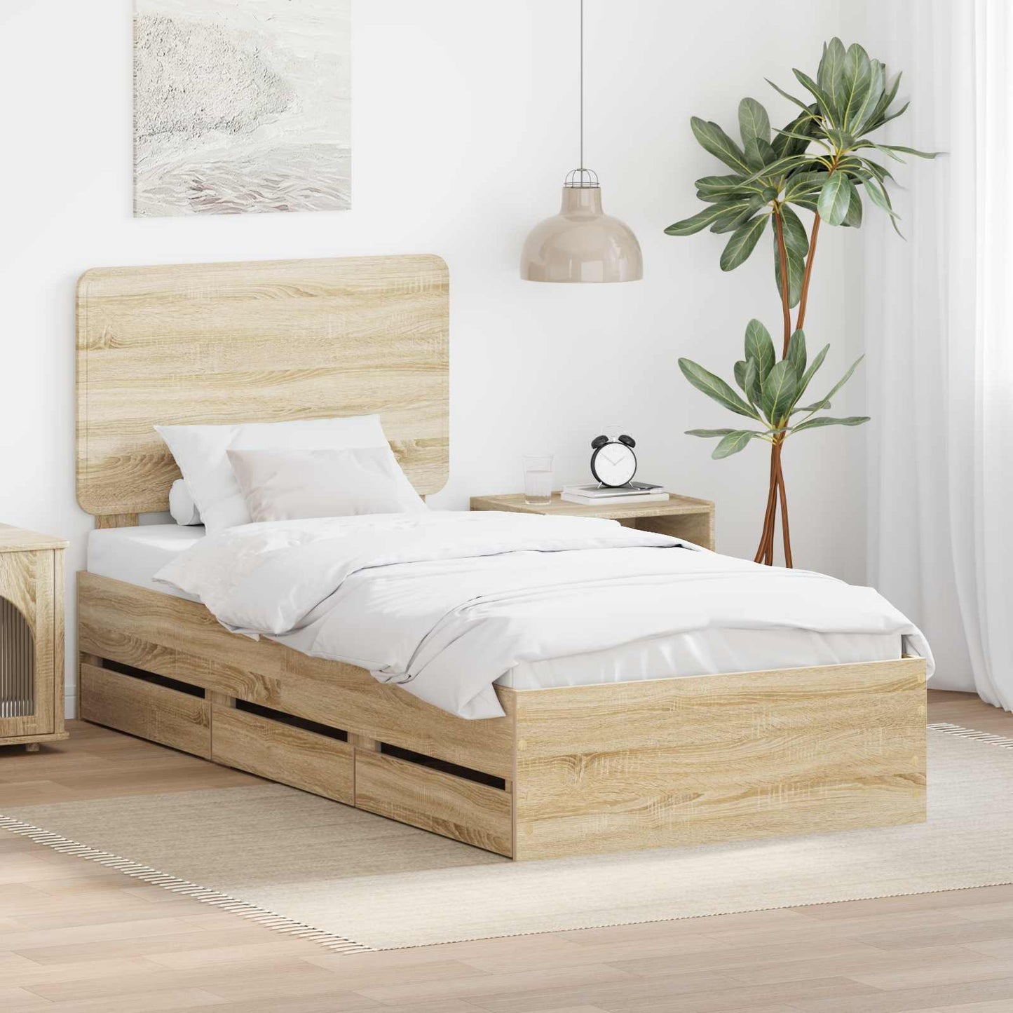 Bettrahmen Sonoma-Eiche 100 x 200 cm Ingenieurs Holz
