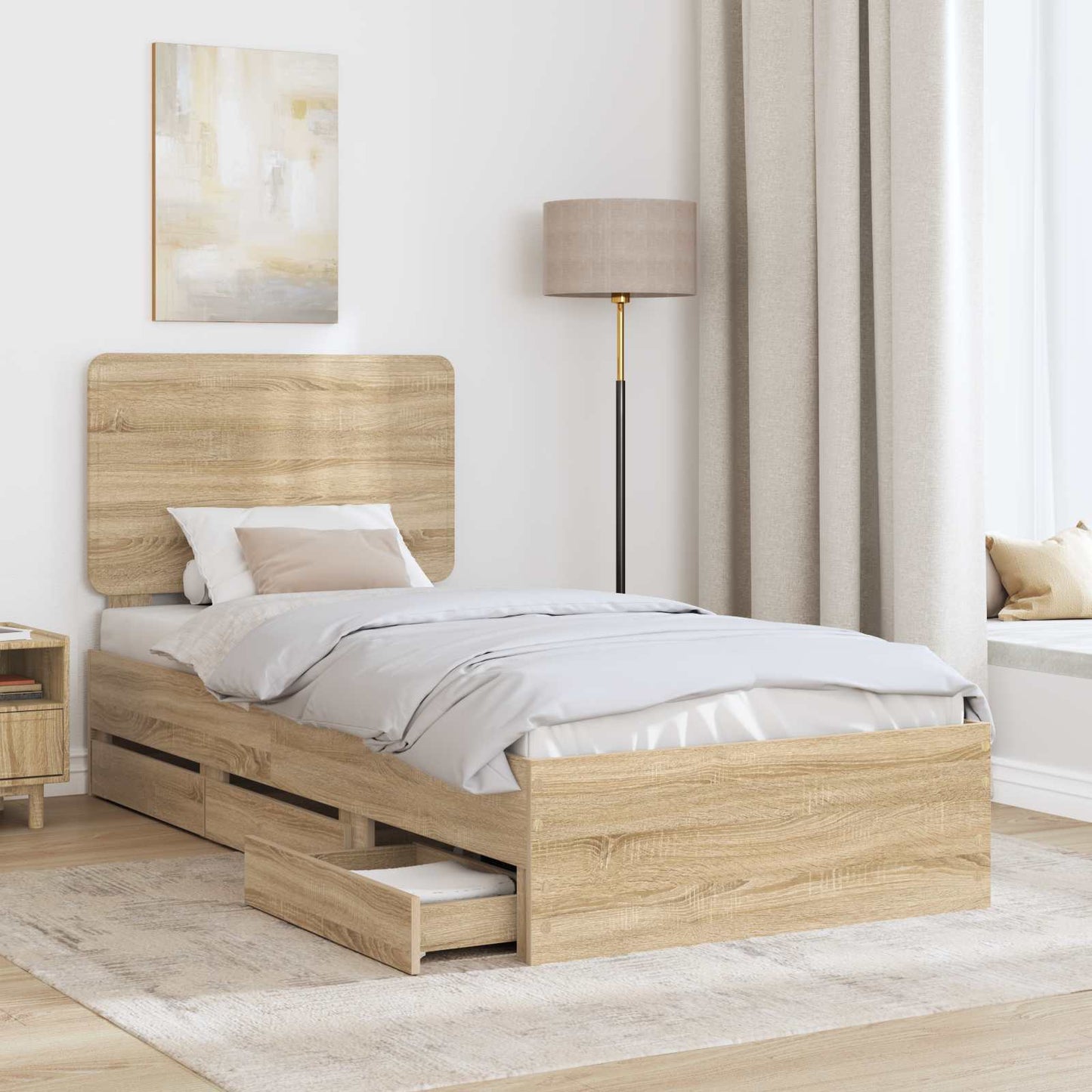 Bettrahmen Sonoma-Eiche 100 x 200 cm Ingenieurs Holz