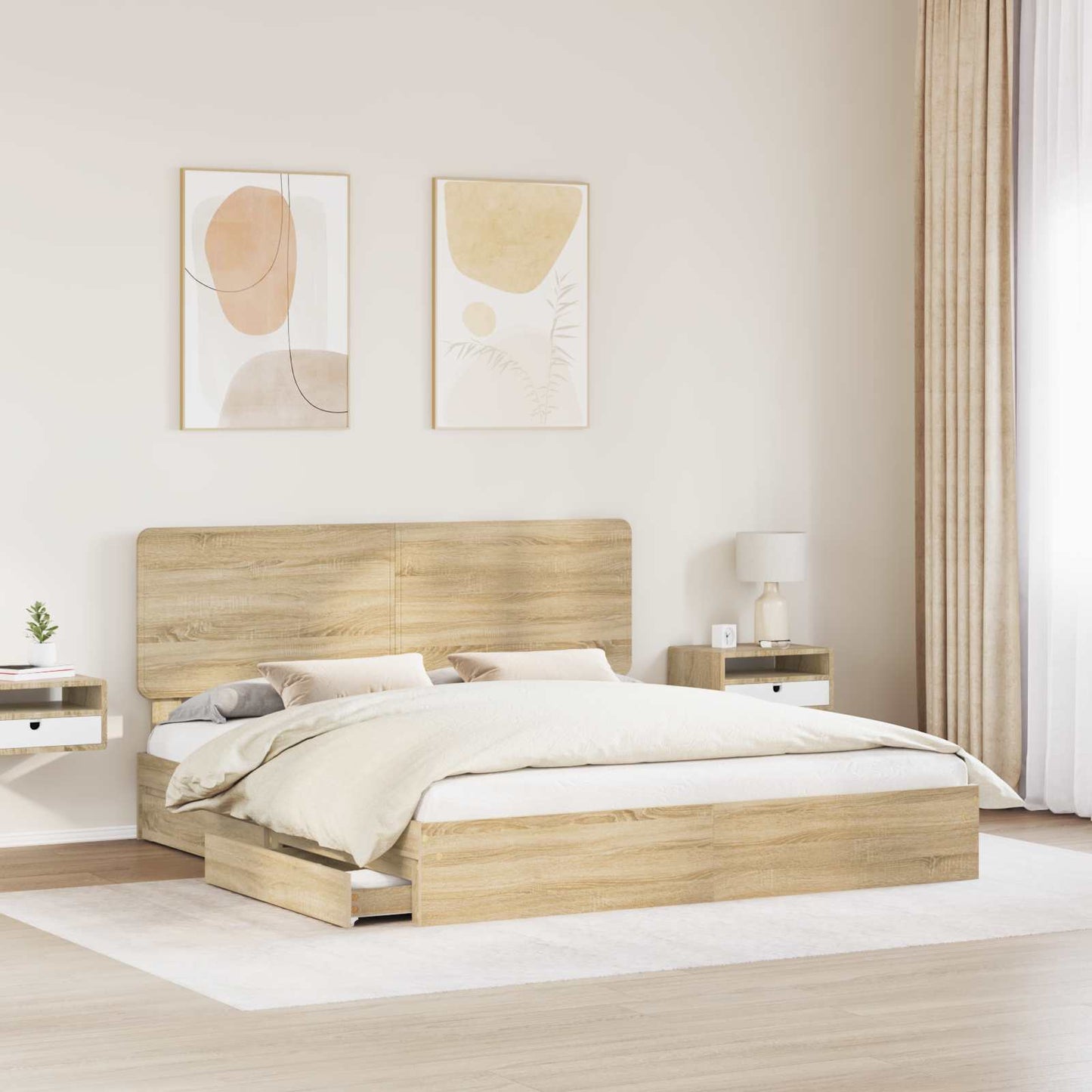 Aufbewahrungsbett Sonoma-Eiche 180 x 200 cm Holzwerkstoff