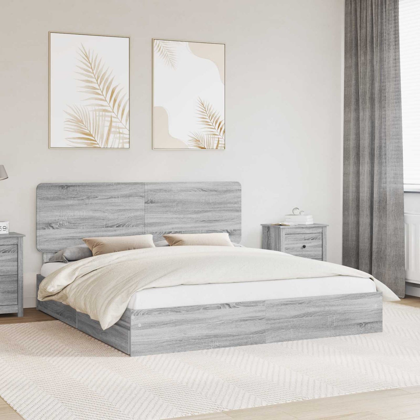 Aufbewahrungsbett Graues Sonoma 180 x 200 cm Holzwerkstoff