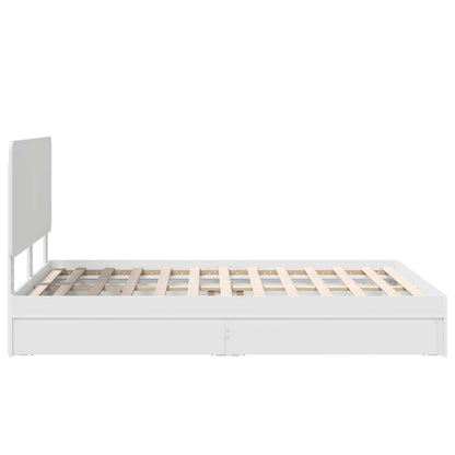 Aufbewahrungsbett mit Kopfteil Weiß 140 x 190 cm Holzwerkstoff