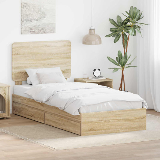 Aufbewahrungsbett Sonoma-Eiche 90 x 200 cm Holzwerkstoff