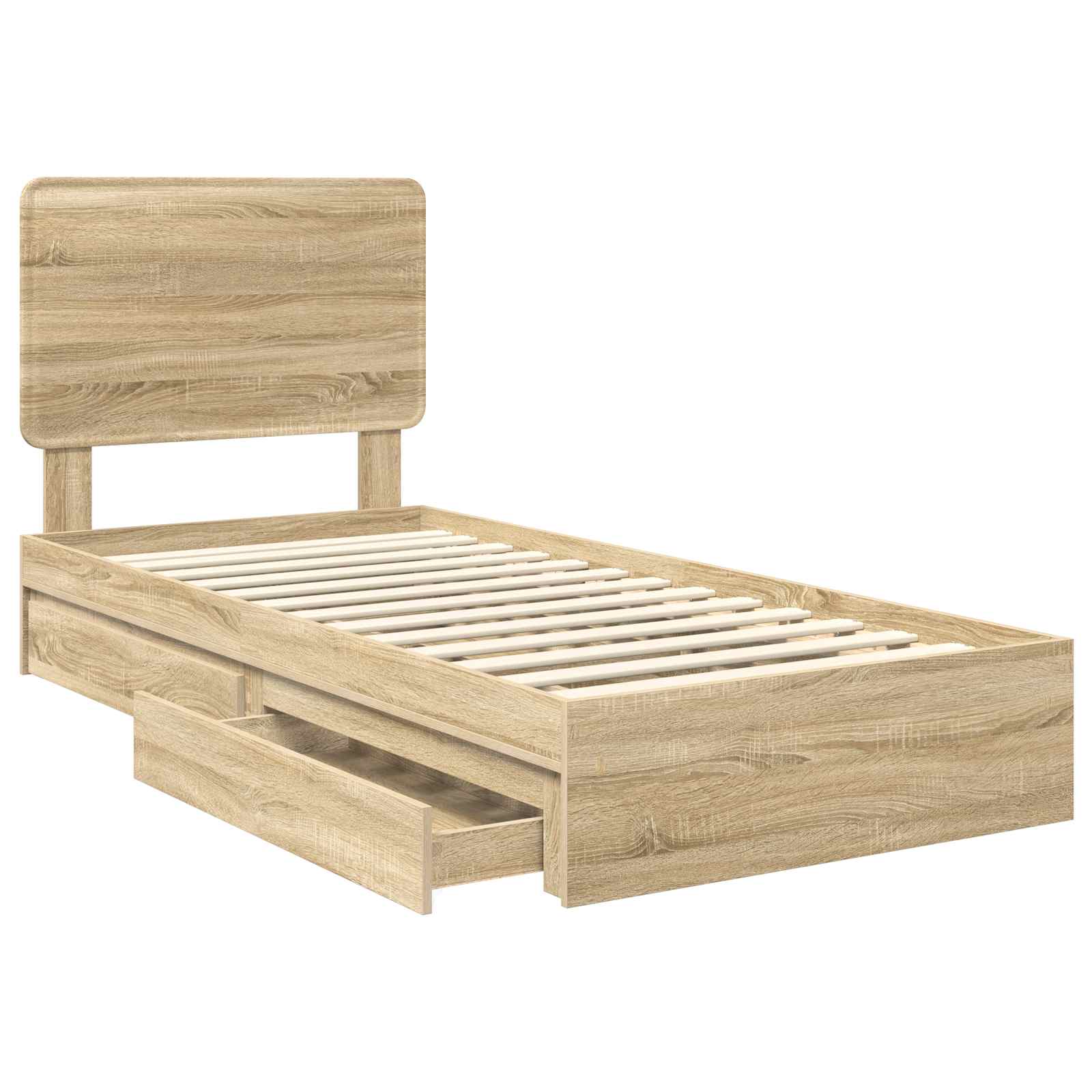 Aufbewahrungsbett Sonoma-Eiche 90 x 200 cm Holzwerkstoff