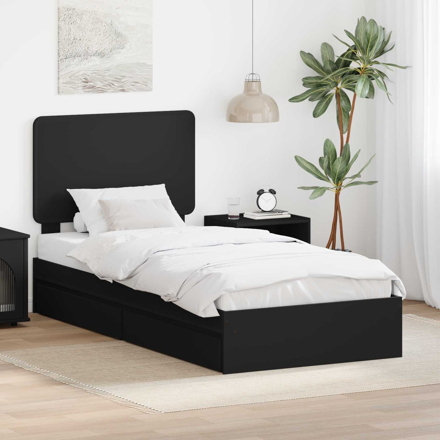 Aufbewahrungsbett Verstellbar Schwarz 90 x 190 cm Holzwerkstoff