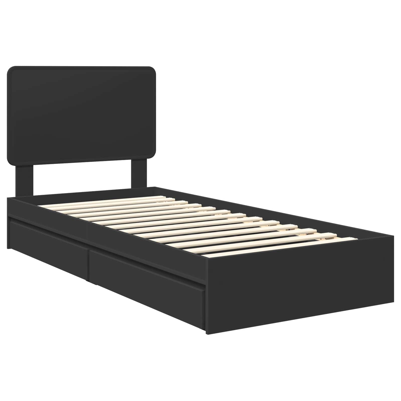 Aufbewahrungsbett Verstellbar Schwarz 90 x 190 cm Holzwerkstoff