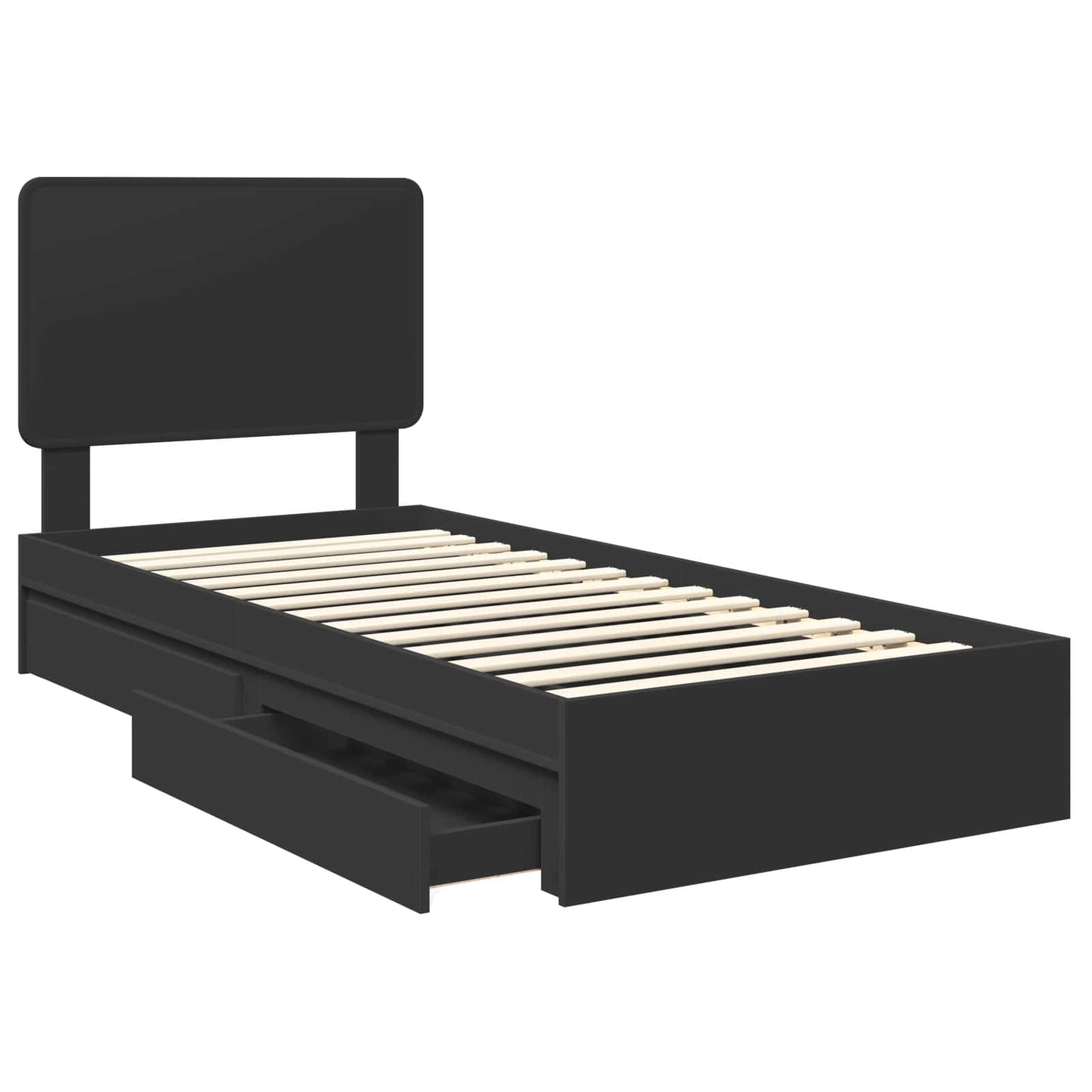 Aufbewahrungsbett Verstellbar Schwarz 90 x 190 cm Holzwerkstoff
