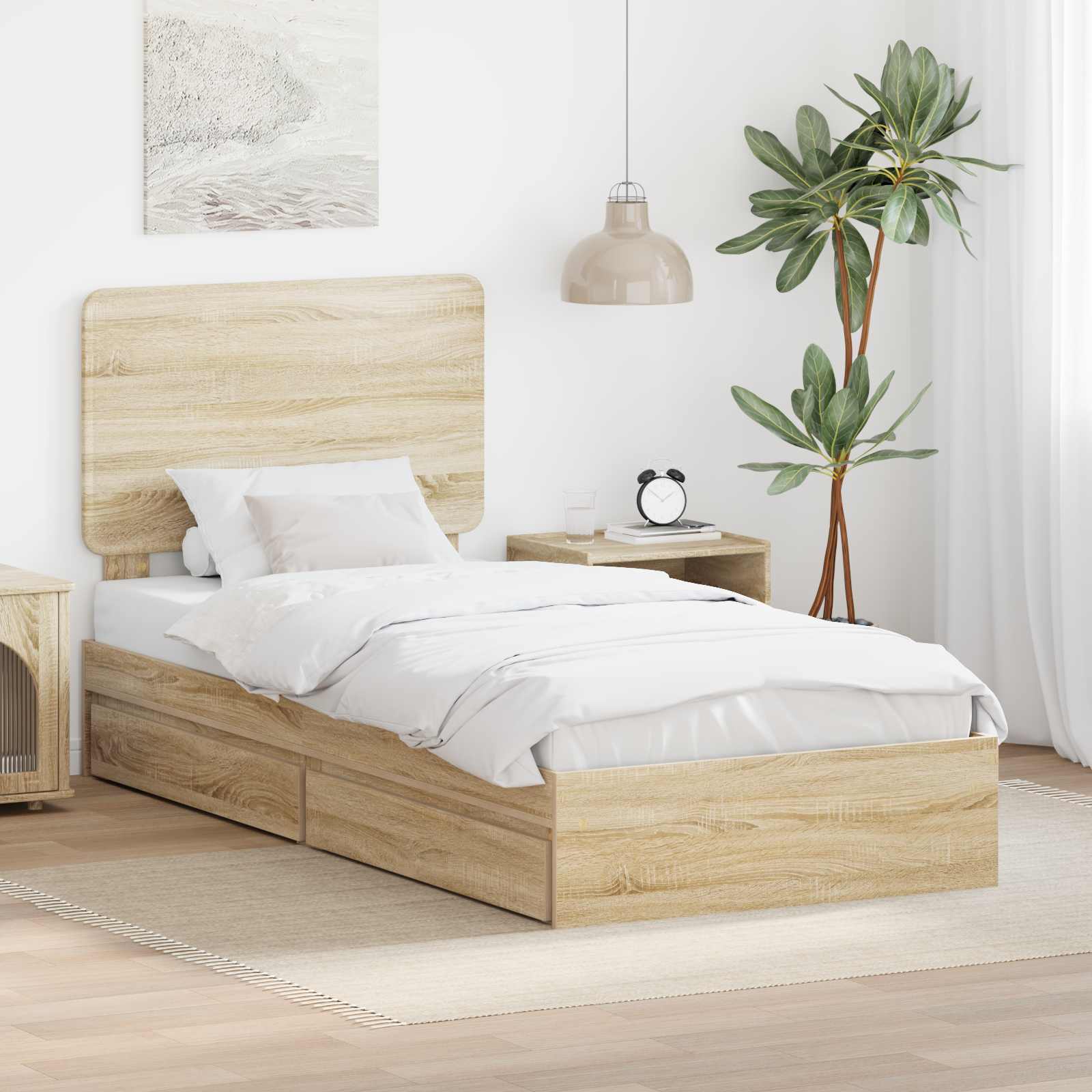 Aufbewahrungsbett Sonoma-Eiche 75 x 190 cm Holzwerkstoff