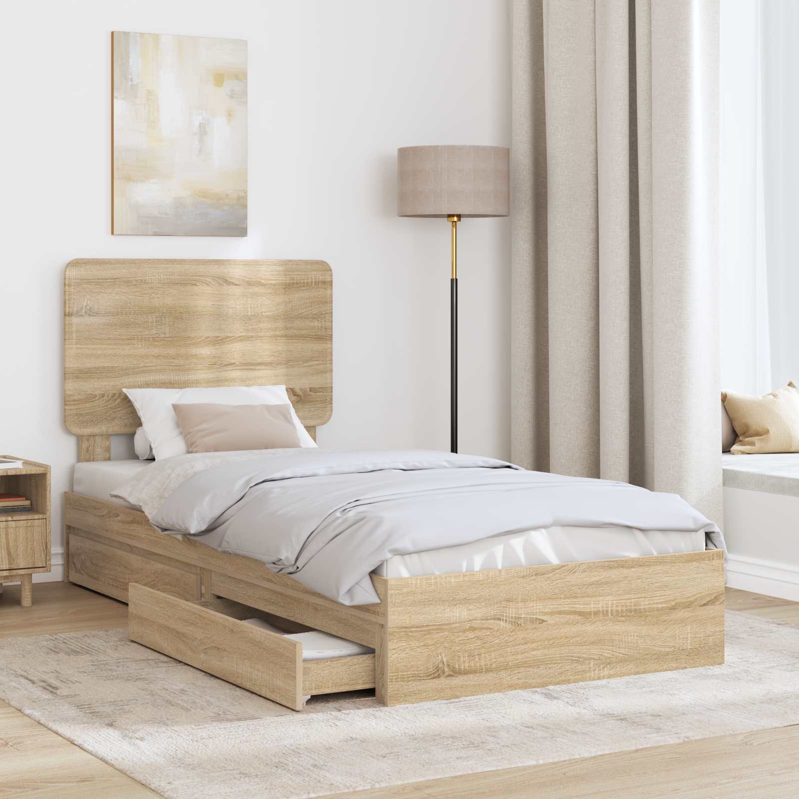 Aufbewahrungsbett Sonoma-Eiche 75 x 190 cm Holzwerkstoff