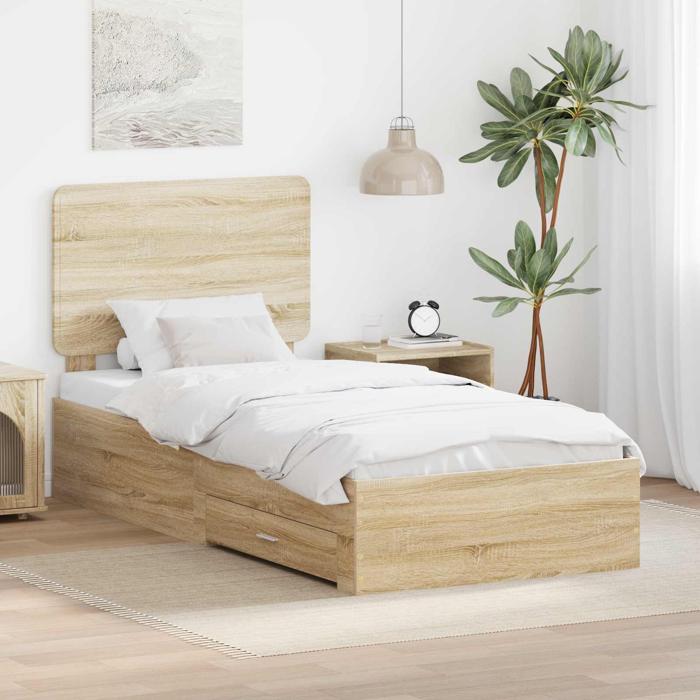 Bettrahmen mit Kopfteil Sonoma-Eiche 75 x 190 cm Holzwerkstoff