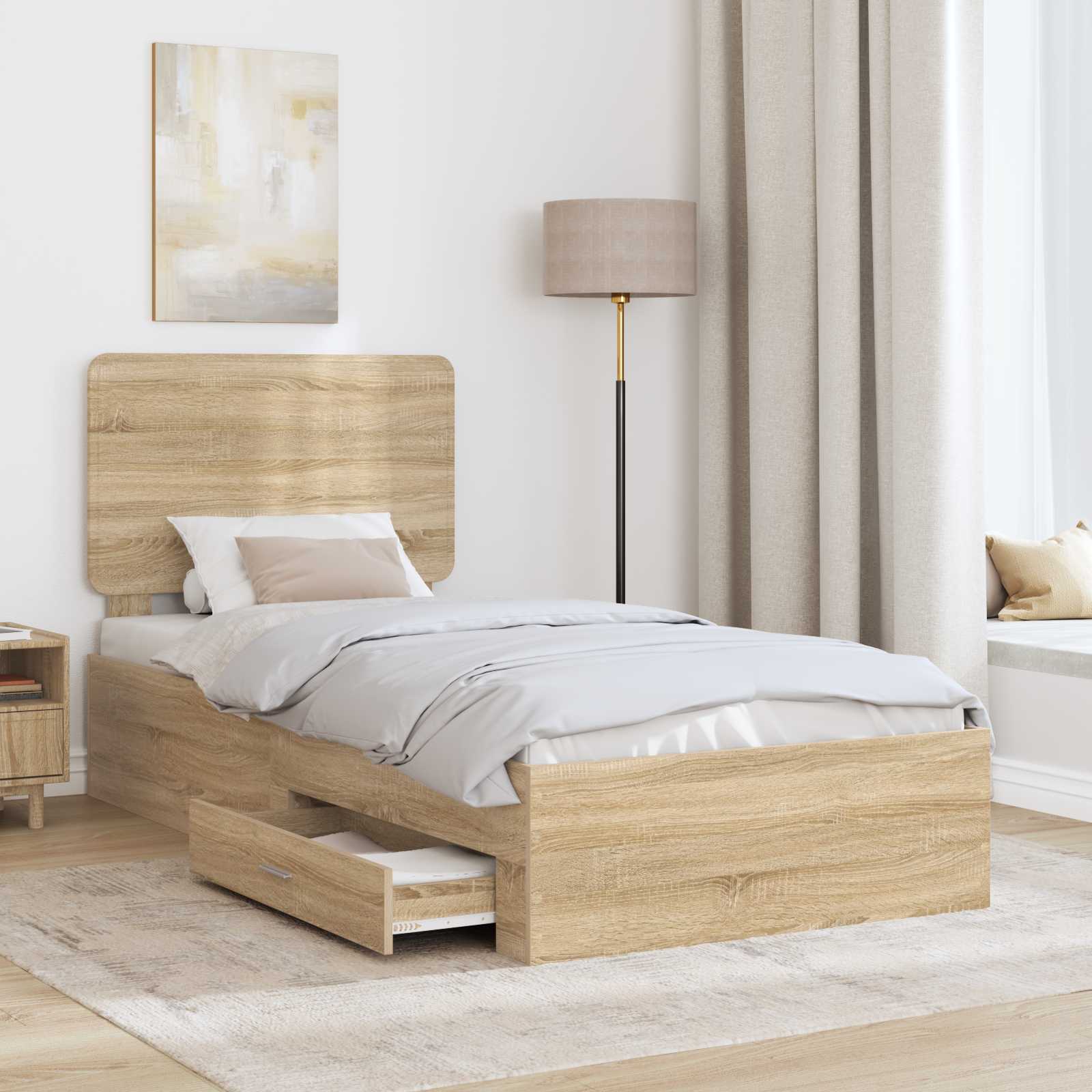 Bettrahmen mit Kopfteil Sonoma-Eiche 75 x 190 cm Holzwerkstoff