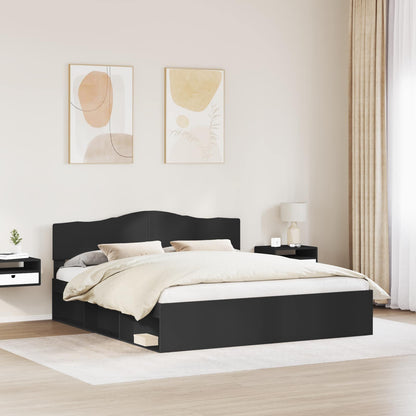 Bettrahmen Schwarz 180 x 200 cm Massives Kiefernholz