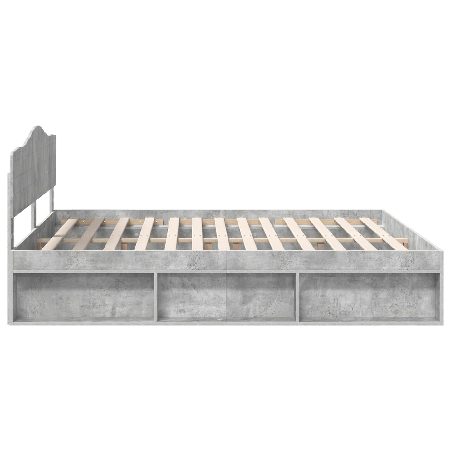 Bettrahmen mit Kopfteil Beton 180 x 200 cm Massives Kiefernholz