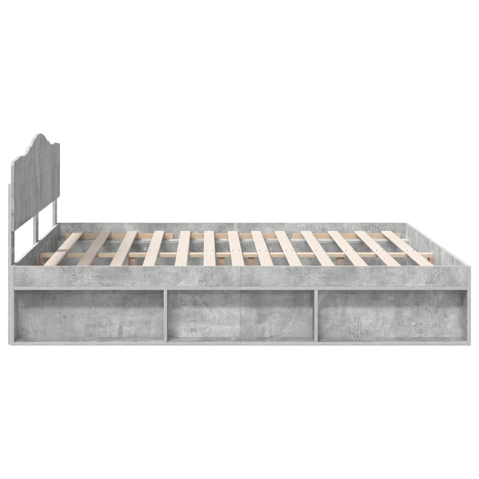Bettrahmen mit Kopfteil Beton 180 x 200 cm Massives Kiefernholz