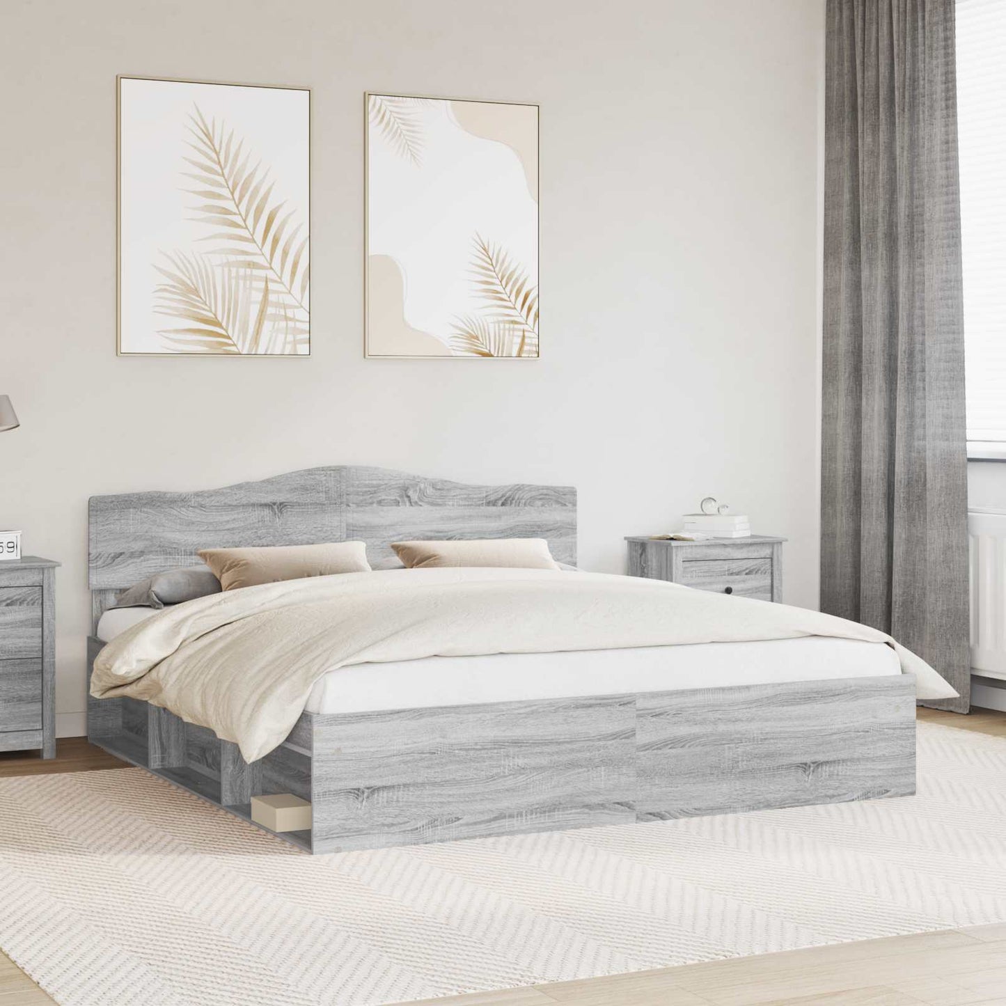 Bettrahmen Graues Sonoma 180 x 200 cm Massives Kiefernholz