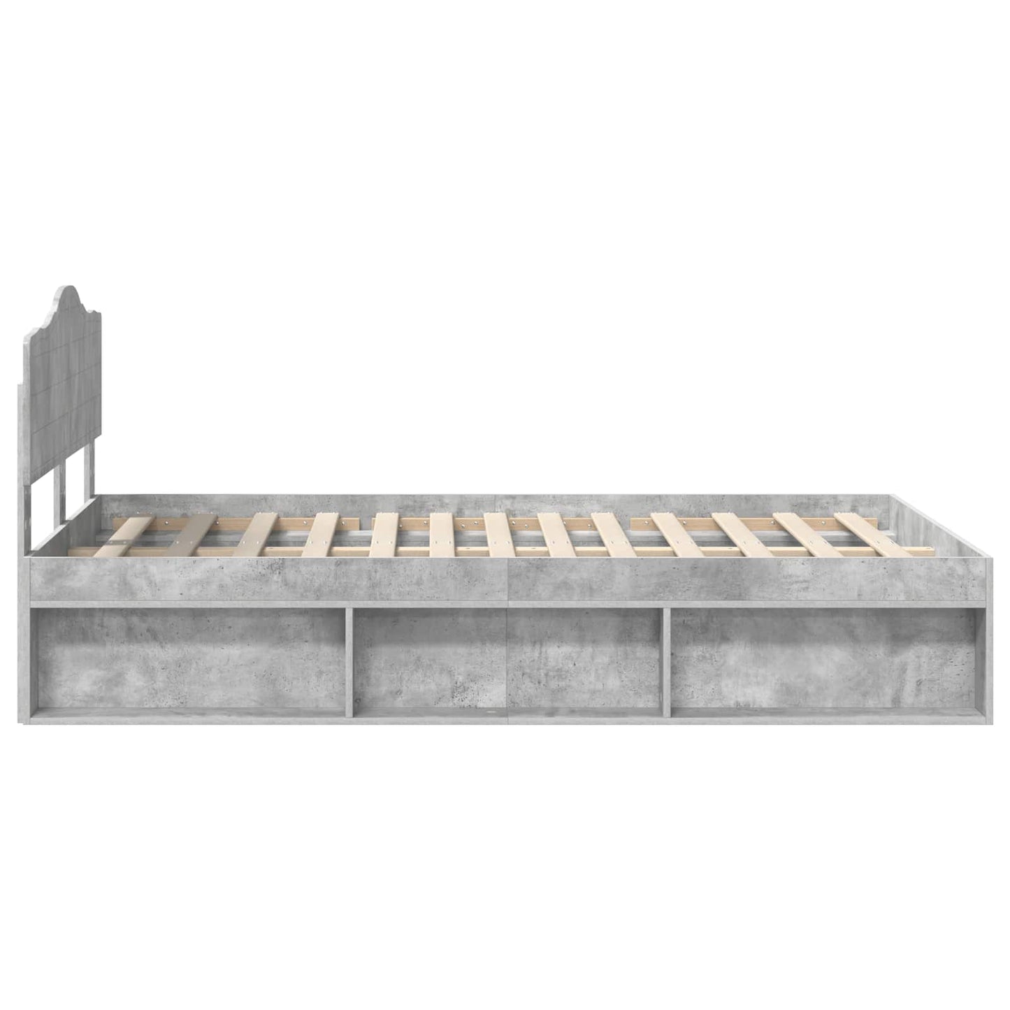 Bettrahmen mit Kopfteil Beton 120 x 200 cm Massives Kiefernholz