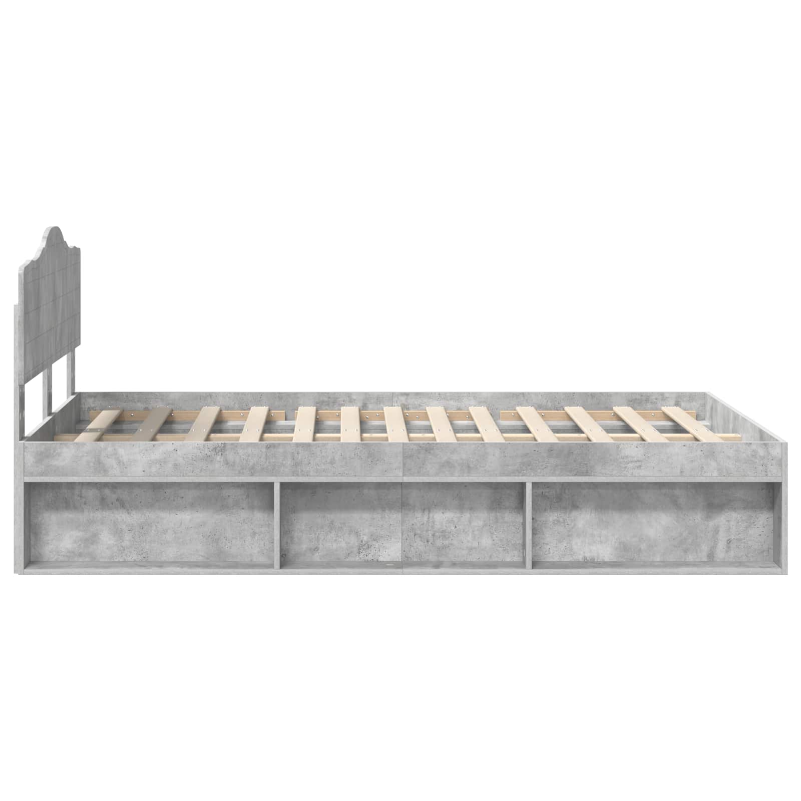 Bettrahmen mit Kopfteil Beton 120 x 200 cm Massives Kiefernholz