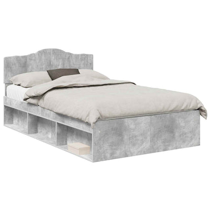 Bettrahmen mit Kopfteil Beton 120 x 190 cm Massives Kiefernholz
