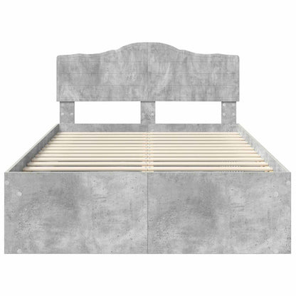 Bettrahmen mit Kopfteil Beton 120 x 190 cm Massives Kiefernholz