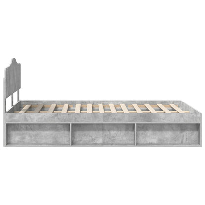 Bettrahmen mit Kopfteil Beton 120 x 190 cm Massives Kiefernholz