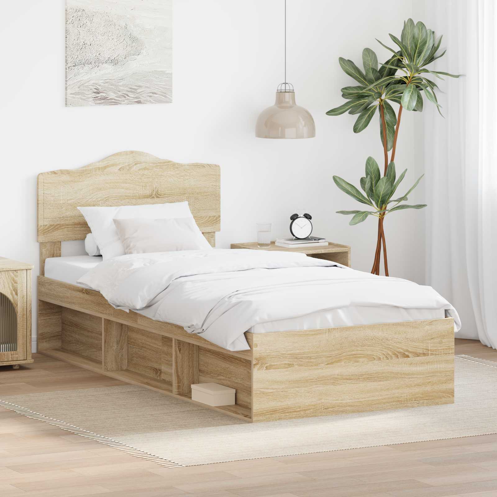 Bettrahmen Sonoma-Eiche 75 x 190 cm Massives Kiefernholz