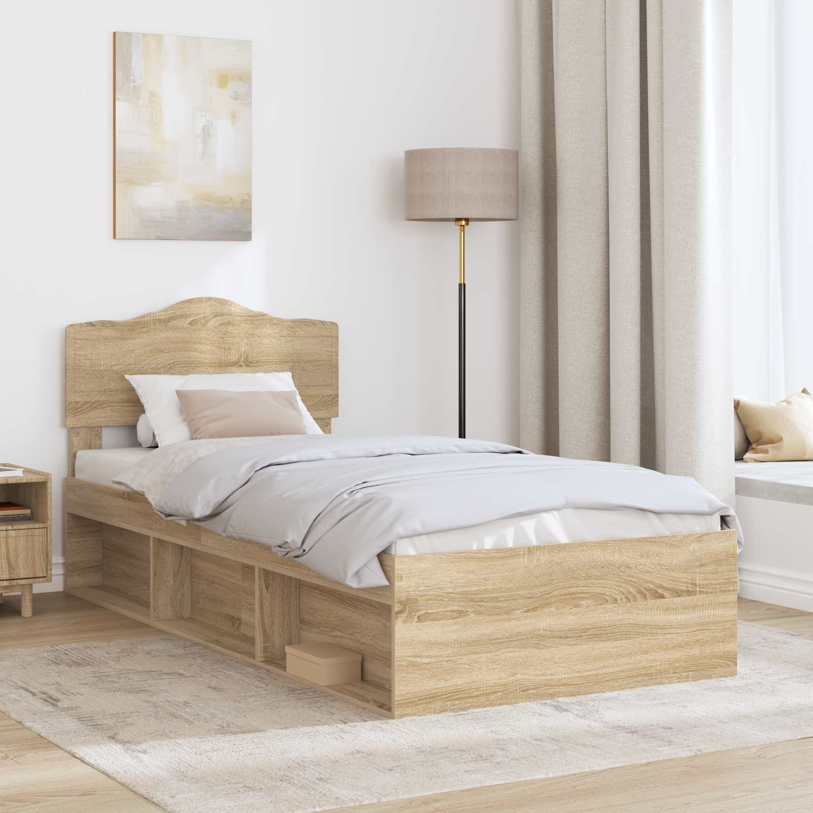 Bettrahmen Sonoma-Eiche 75 x 190 cm Massives Kiefernholz