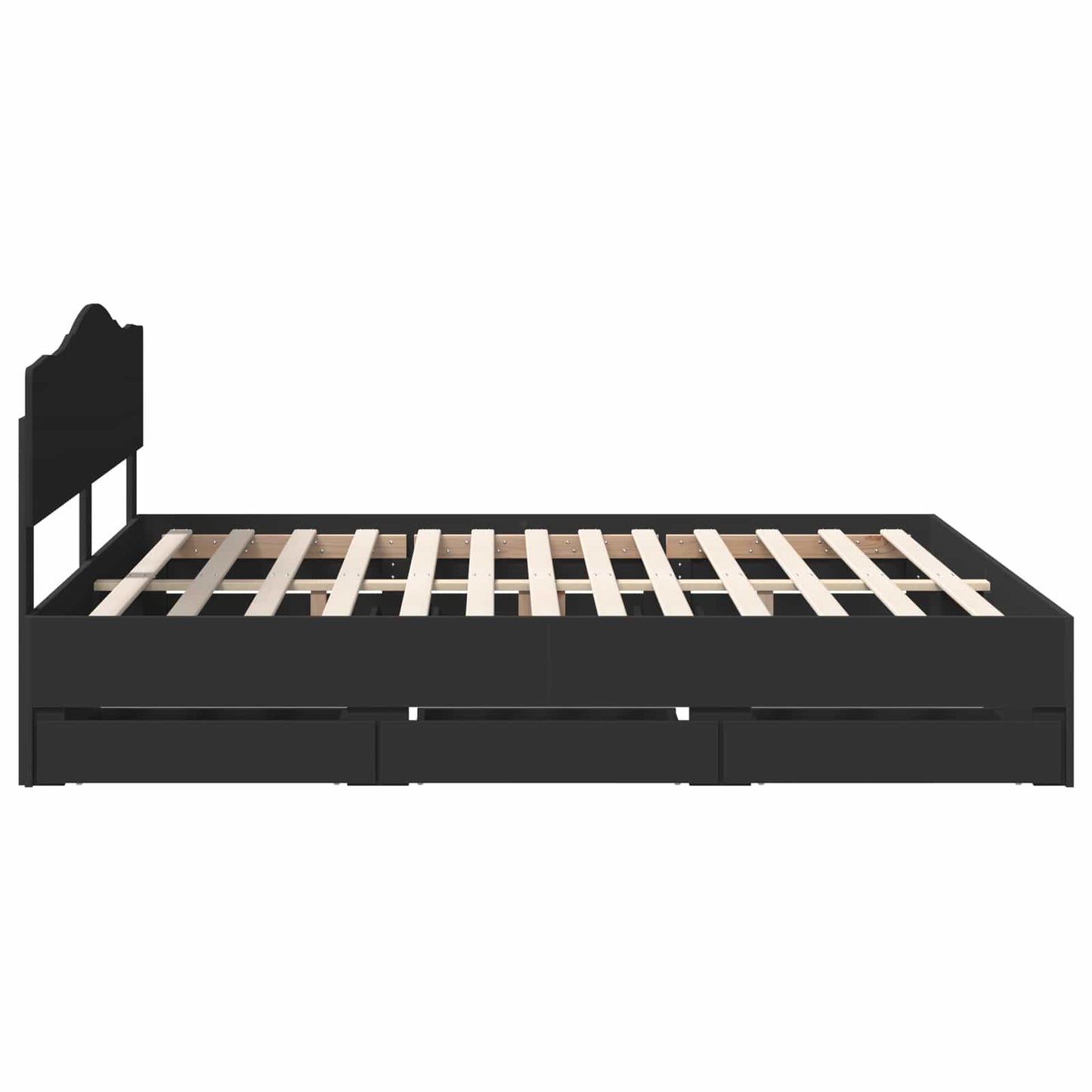 Bettrahmen mit Schubladen Schwarz 200 x 200 cm Ingenieurs Holz