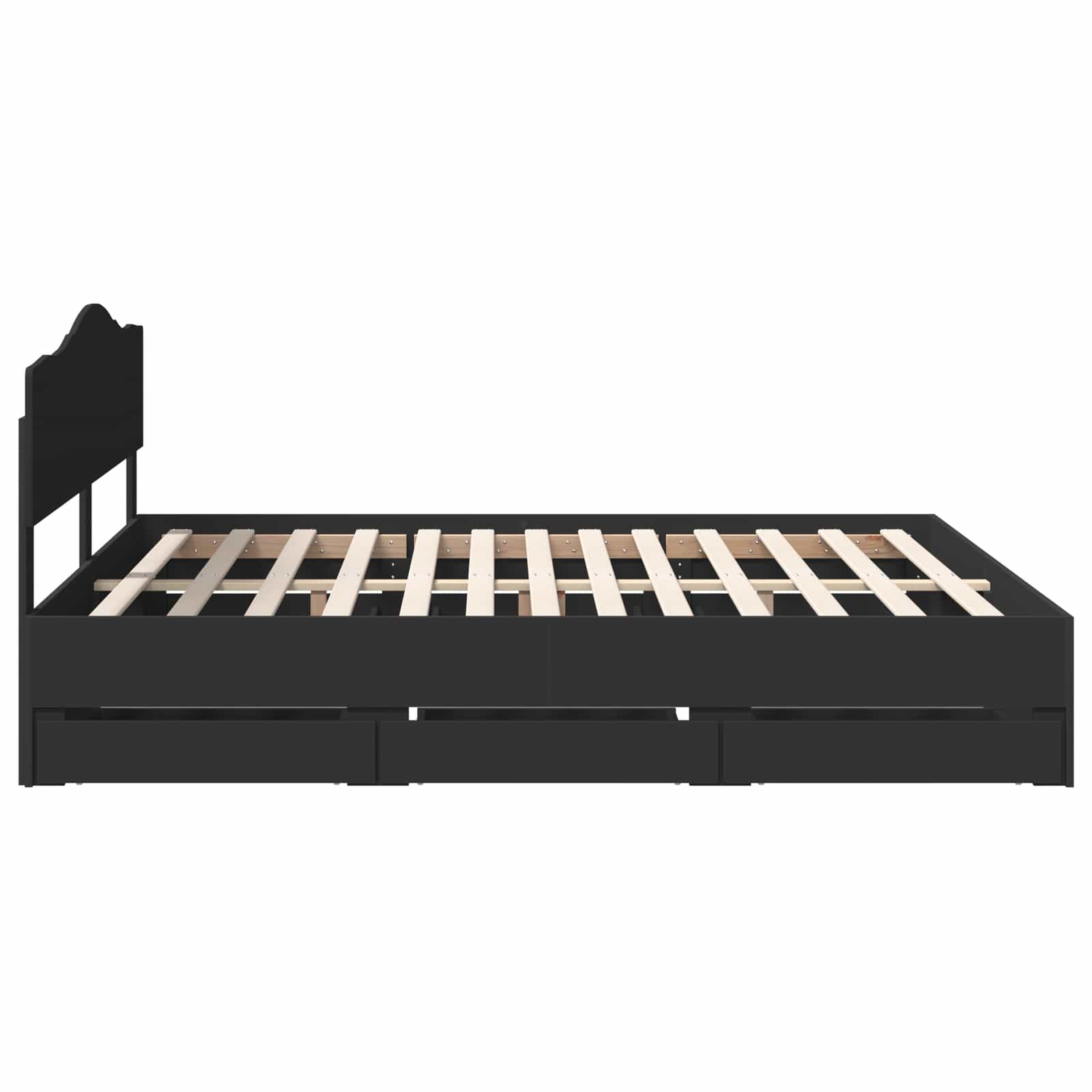 Bettrahmen mit Schubladen Schwarz 200 x 200 cm Ingenieurs Holz