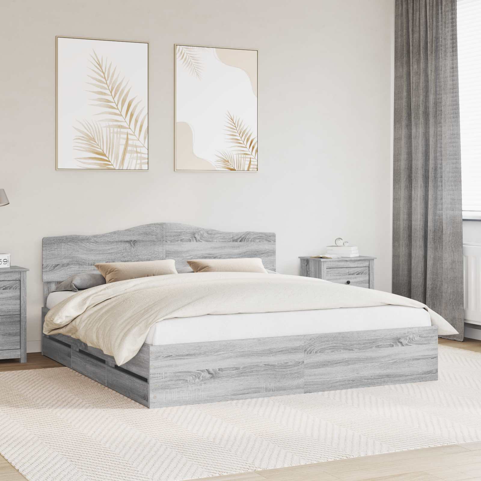 Bettrahmen Graues Sonoma 180 x 200 cm Ingenieurs Holz