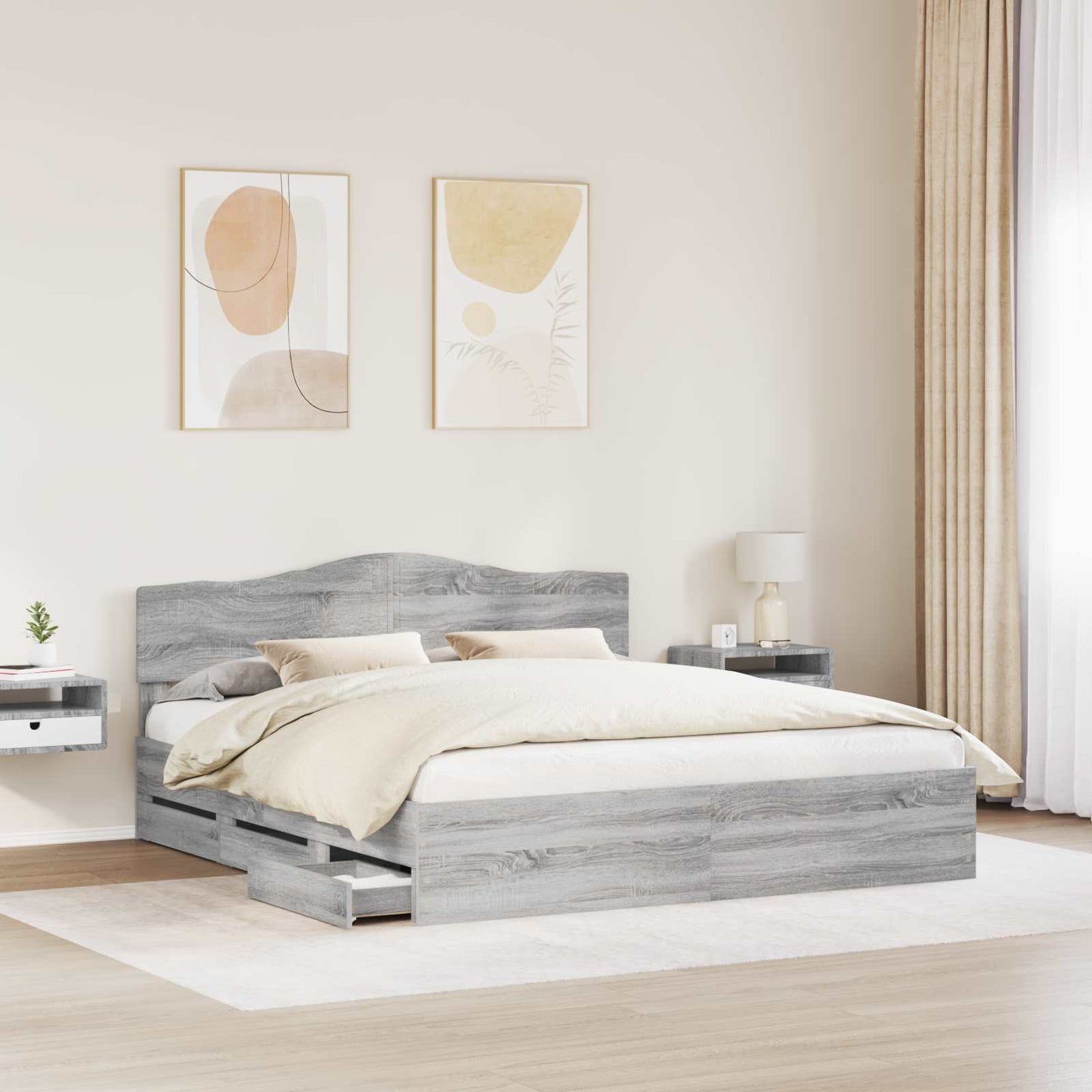 Bettrahmen Graues Sonoma 180 x 200 cm Ingenieurs Holz