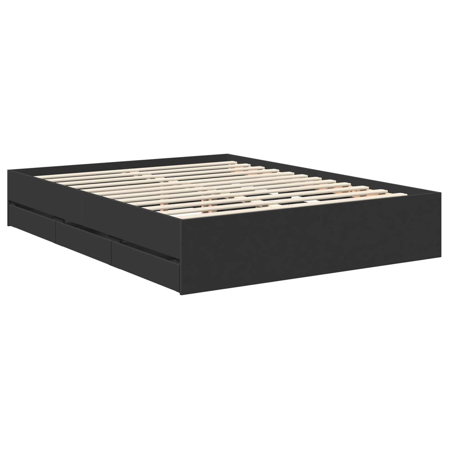 Bettrahmen mit Schubladen Schwarz 150 x 200 cm Ingenieurs Holz