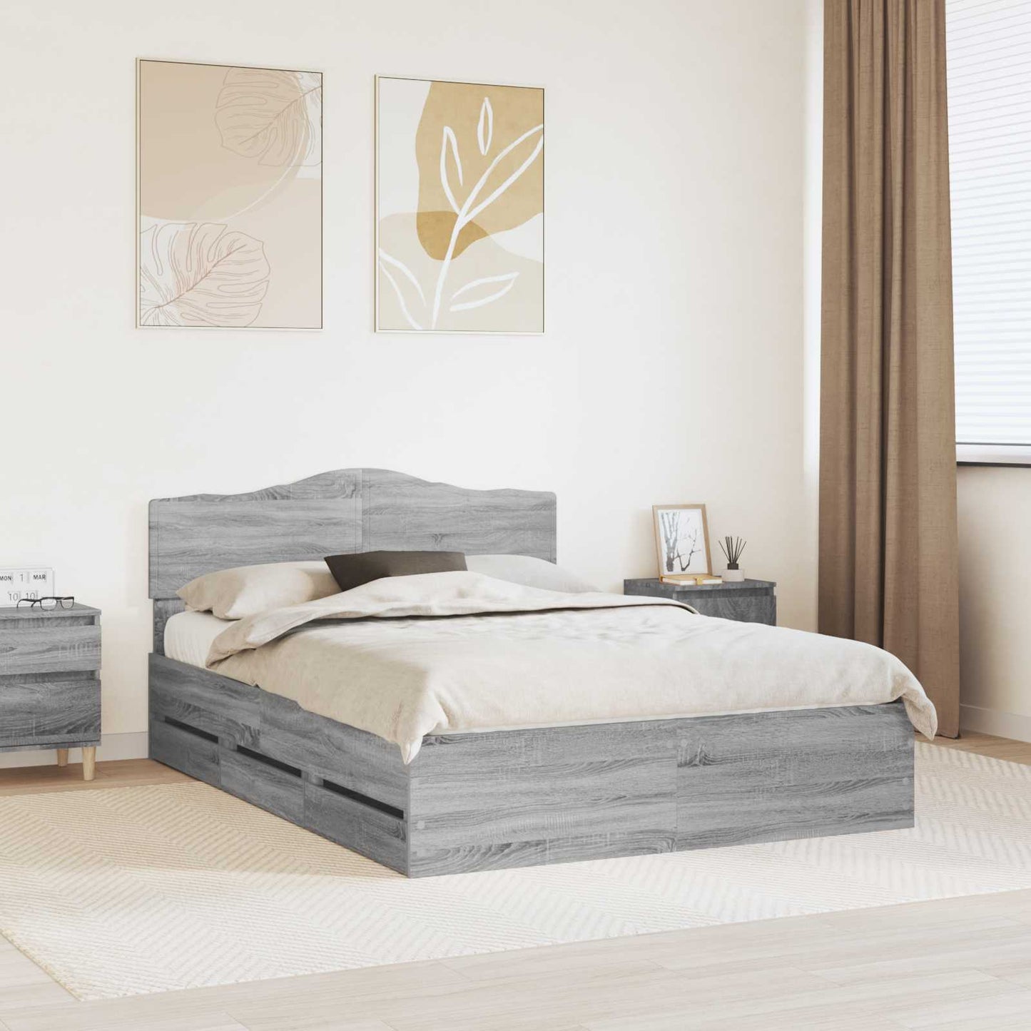 Bettrahmen Graues Sonoma 140 x 200 cm Ingenieurs Holz