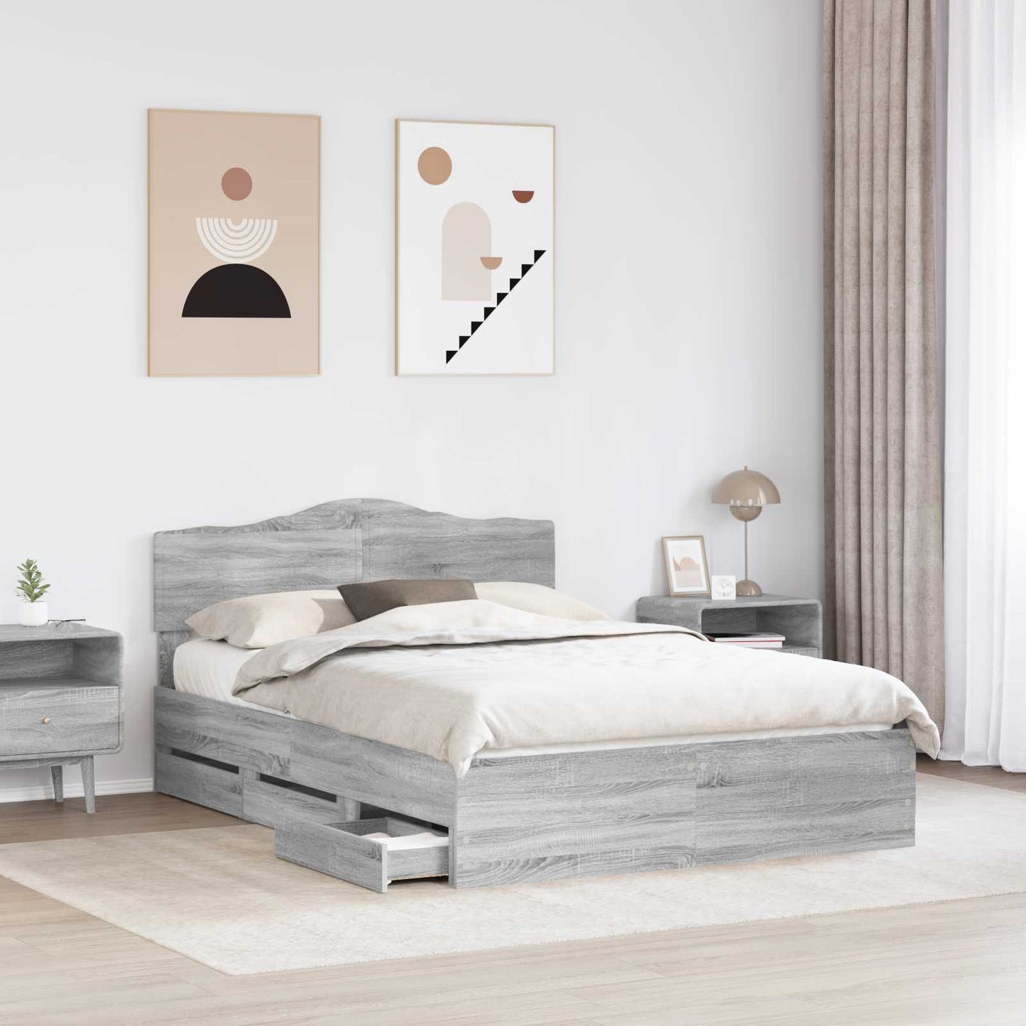 Bettrahmen Graues Sonoma 140 x 200 cm Ingenieurs Holz