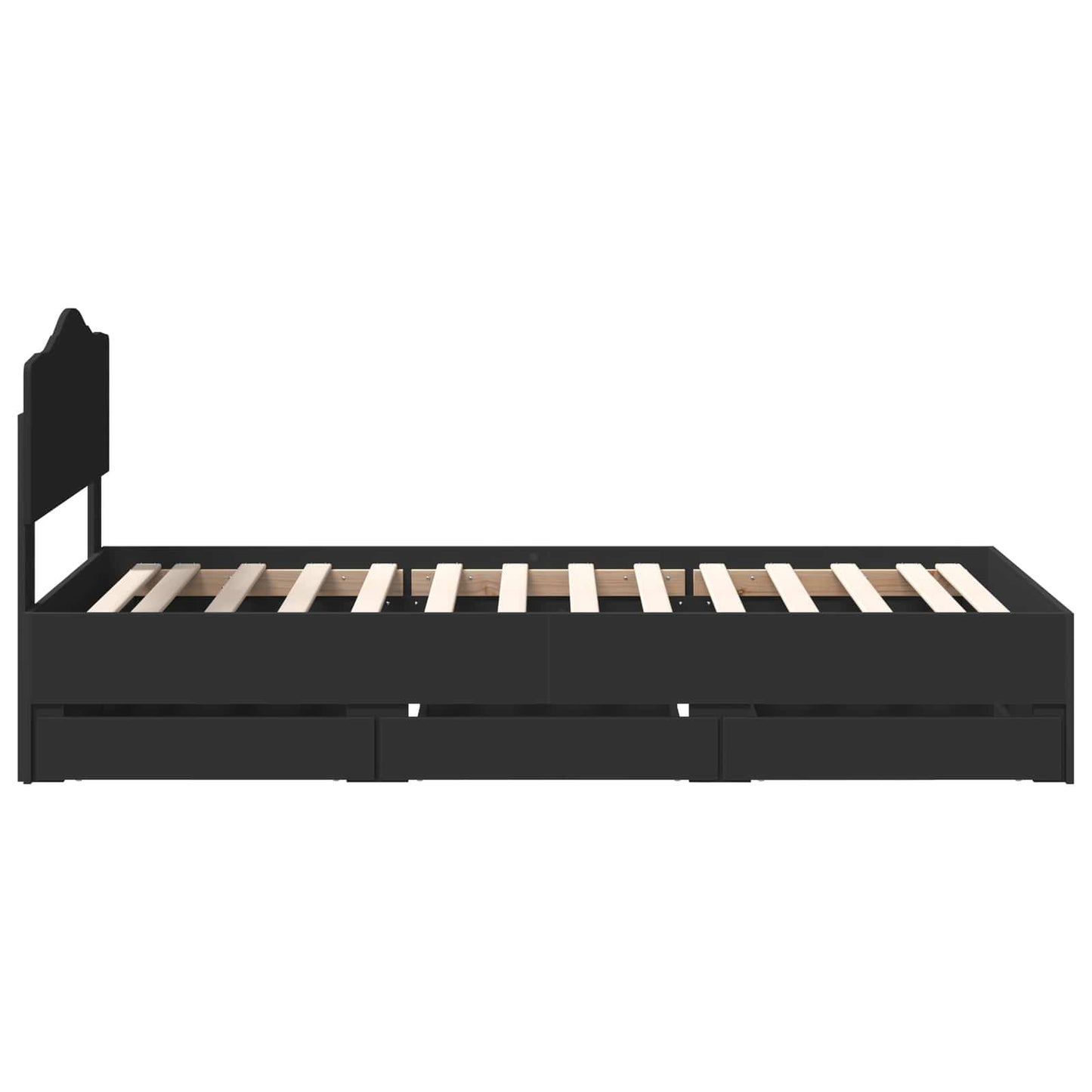 Bettrahmen mit Schubladen Schwarz 100 x 200 cm Ingenieurs Holz