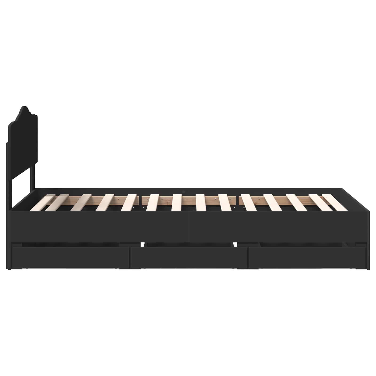 Bettrahmen mit Schubladen Schwarz 90 x 190 cm Ingenieurs Holz