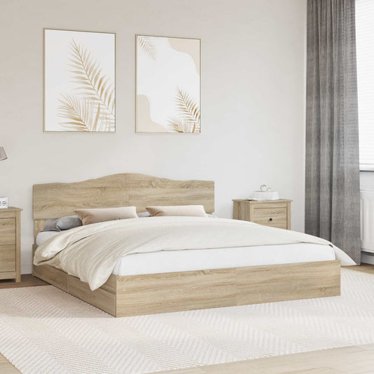 Aufbewahrungsbett Sonoma-Eiche 180 x 200 cm Holzwerkstoff
