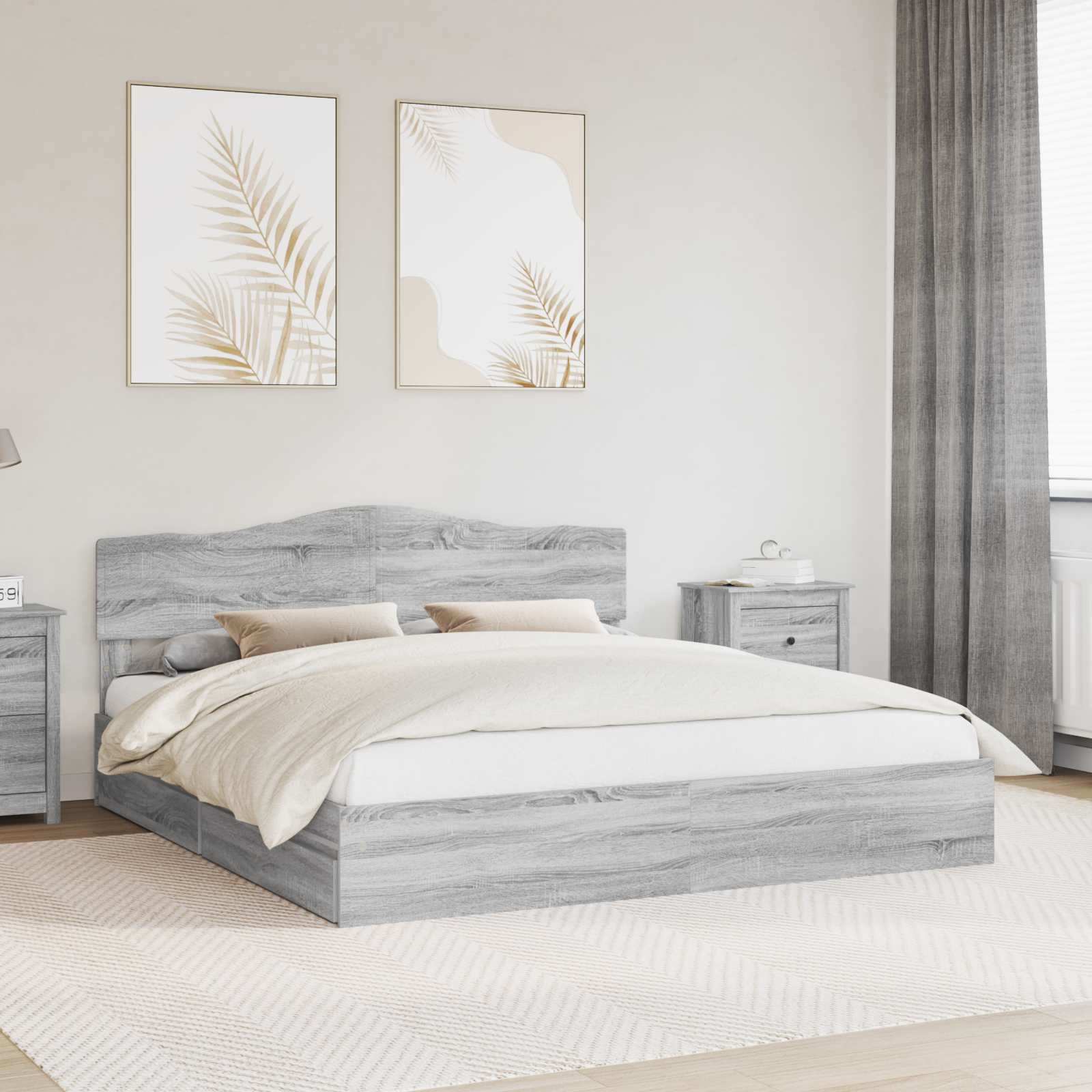 Aufbewahrungsbett Graues Sonoma 180 x 200 cm Holzwerkstoff