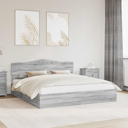Aufbewahrungsbett Graues Sonoma 180 x 200 cm Holzwerkstoff